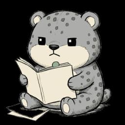 The reachpad mascot sitting on the ground reading a paper manual with a green tab marking a page